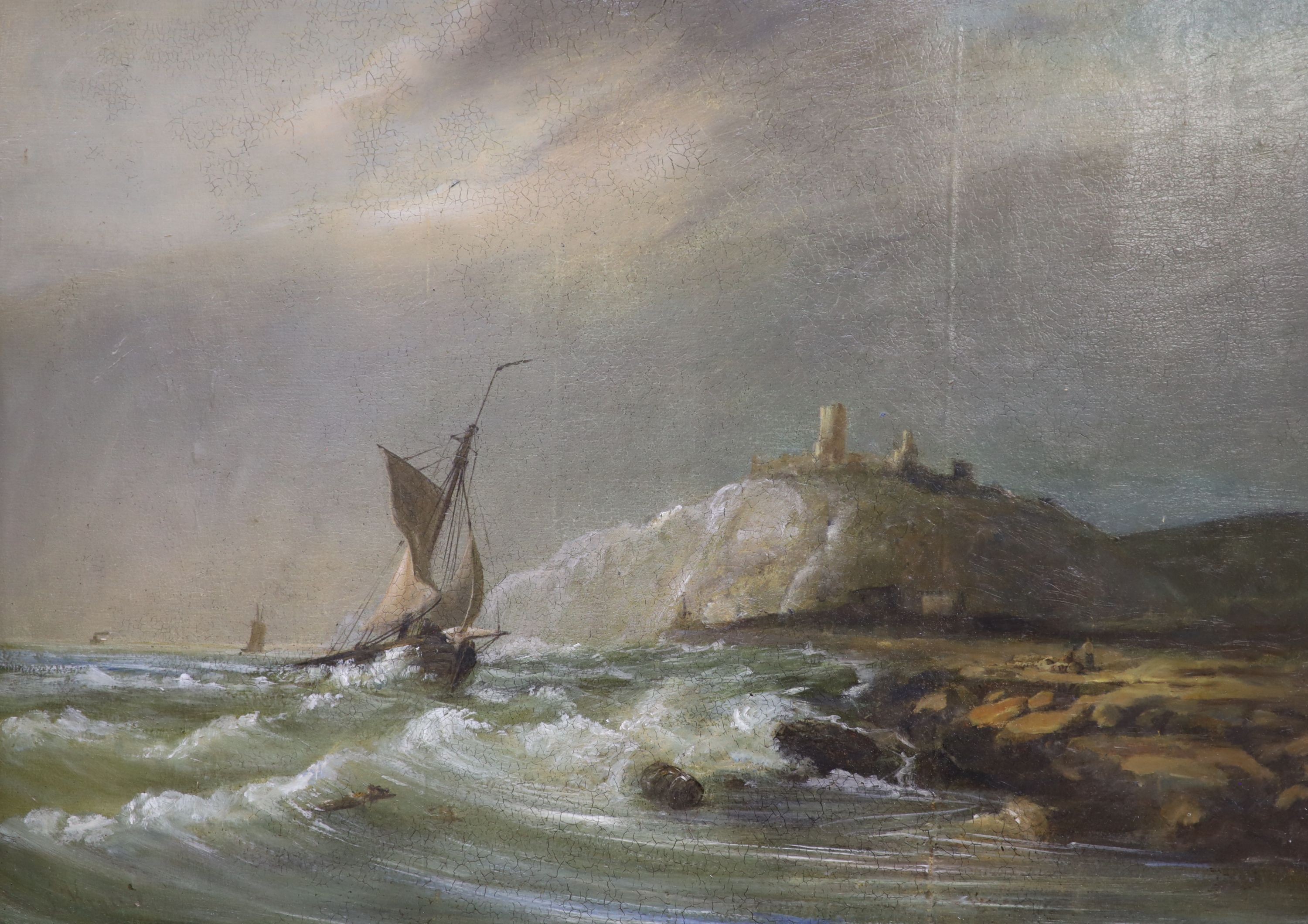 Krause, oil on canvas laid on board, Coastal landscape, 42 x 58cm